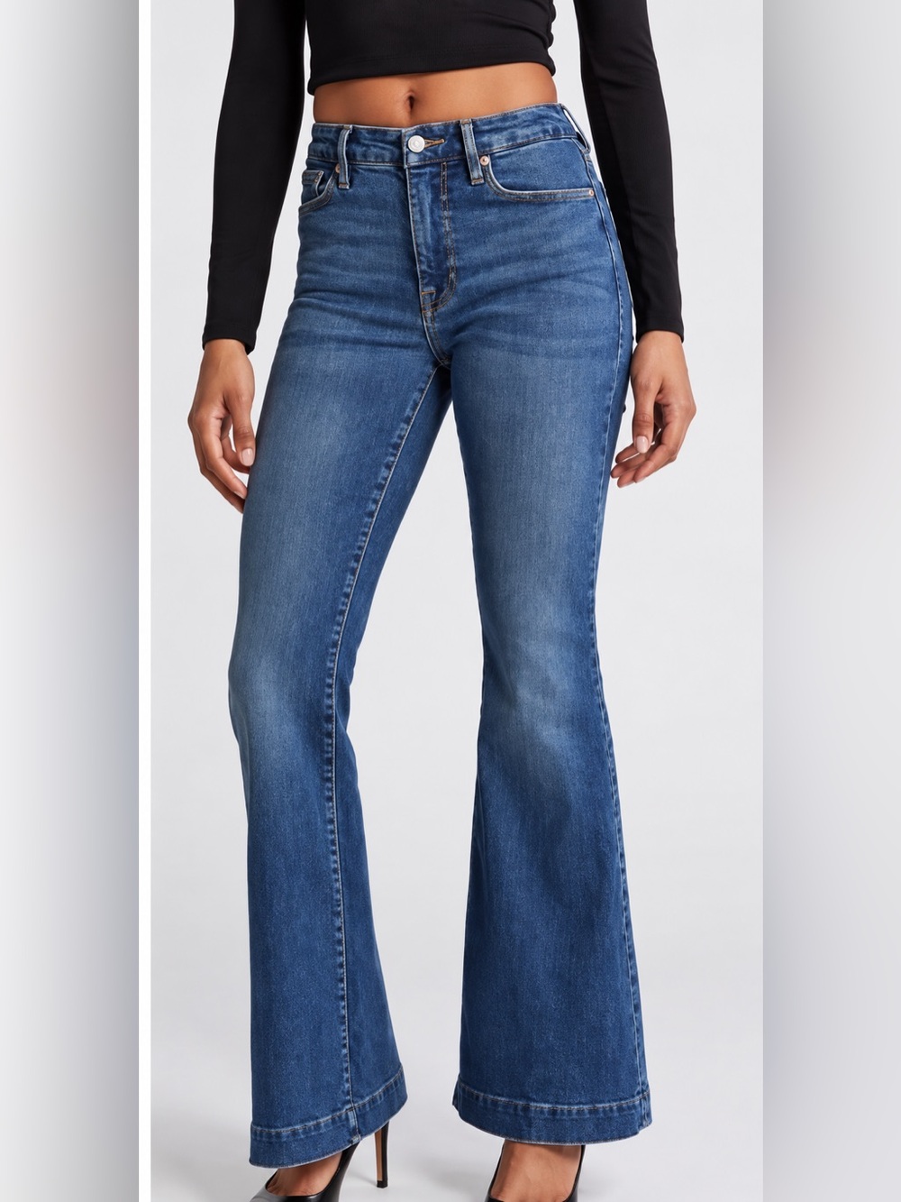 Good American Good Legs High Rise Flare Stretch Jeans Sz 2/26